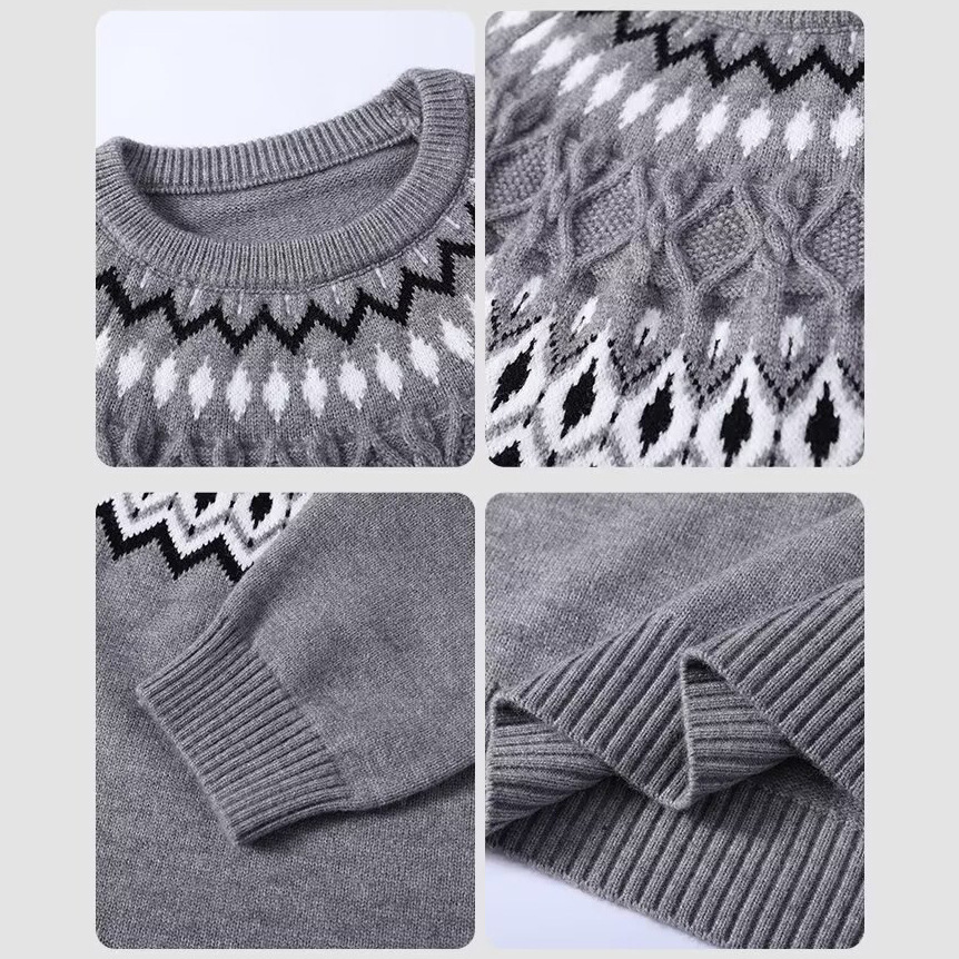 Explosiones transfronterizas de tamaño europeo de tamaño grande Fair Island Jacquard jersey suéter hombre Navidad alta sensación otoño invierno fábrica al por mayor