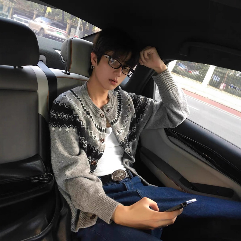 Fair Isle Starry Sky Cardigan Knitwear/Merino Wool Blend Autumn and Winter Knitwear Warm and Comfortable Atmosphere for Men