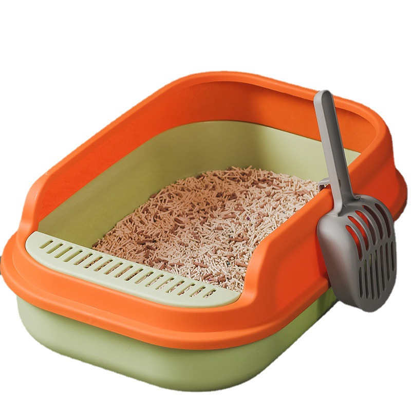 Fábrica en stock caja de arena para gatos semicerrada engrosada grande anti-salpicaduras gato inodoro gato caja de arena gato suministros para mascotas
