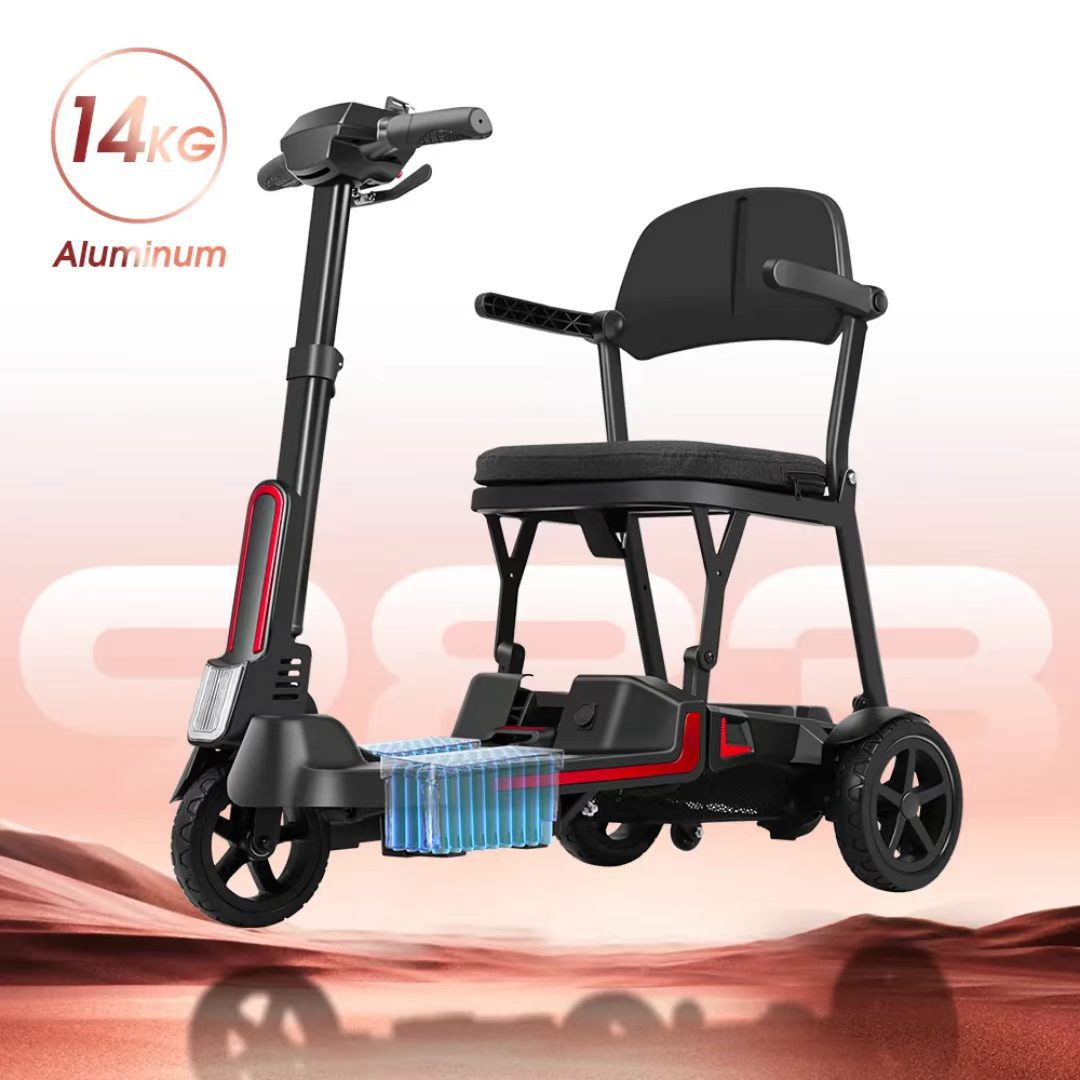 Ultra-Light and Easy-To-Transport Electric Scooter, Electric Four-Wheeler, Mobility Aid for the Elderly, Lightweight Four-Wheeler