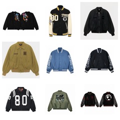 跨境高版本stussy斯图西棒球服外套休闲宽松飞行员夹克男女款ius