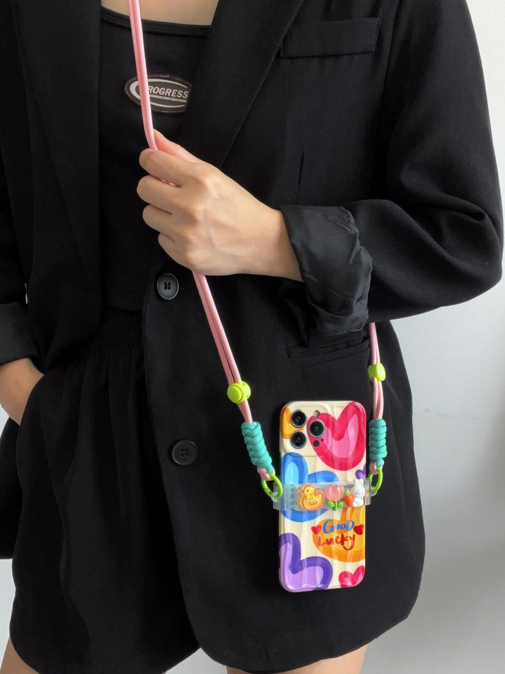 Silica Gel Color Block Heart Shape Funny Sweet Phone Cases Phone Accessories display picture 2