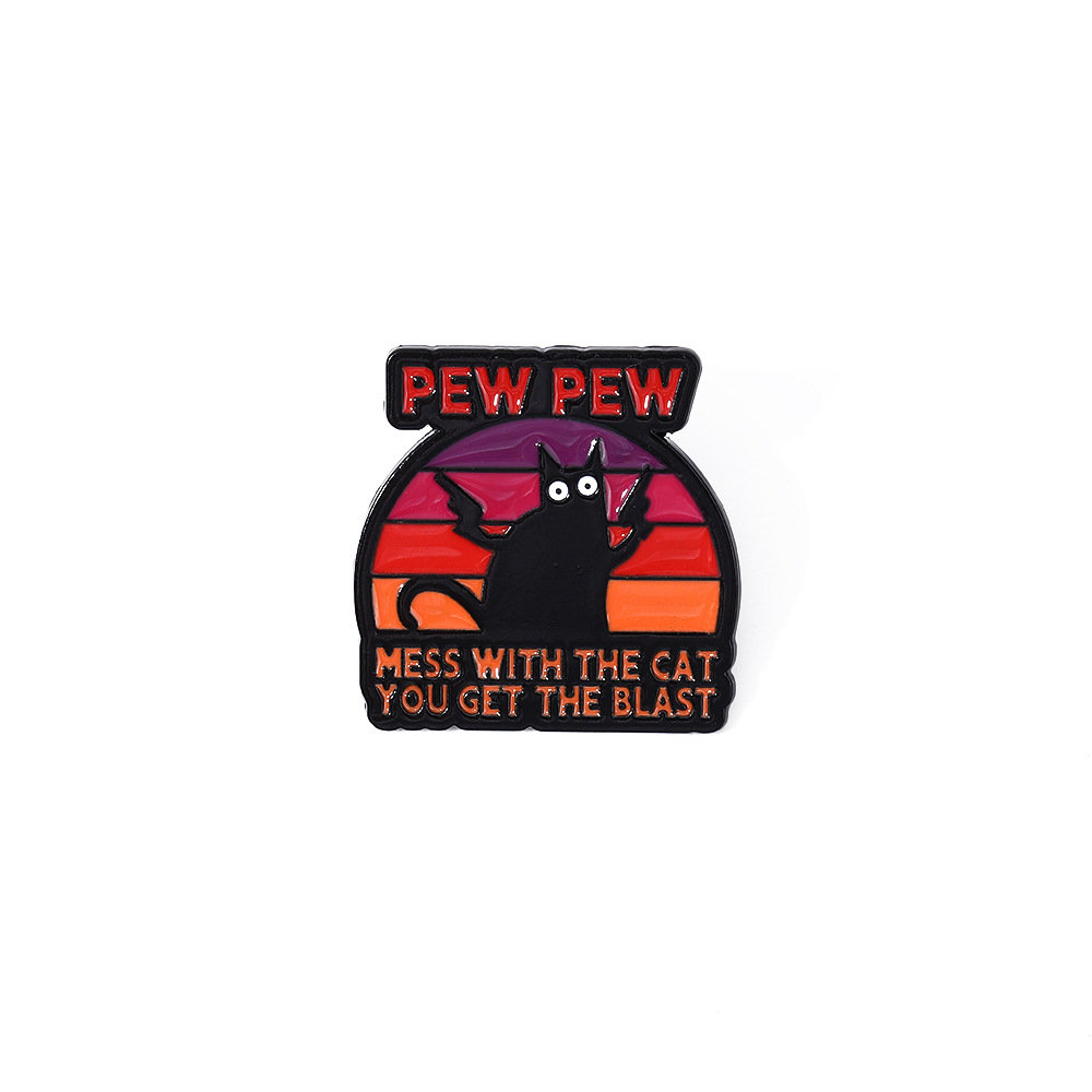 Broche de metal de gato arco-íris crachá de animal para roupa_voghion.com