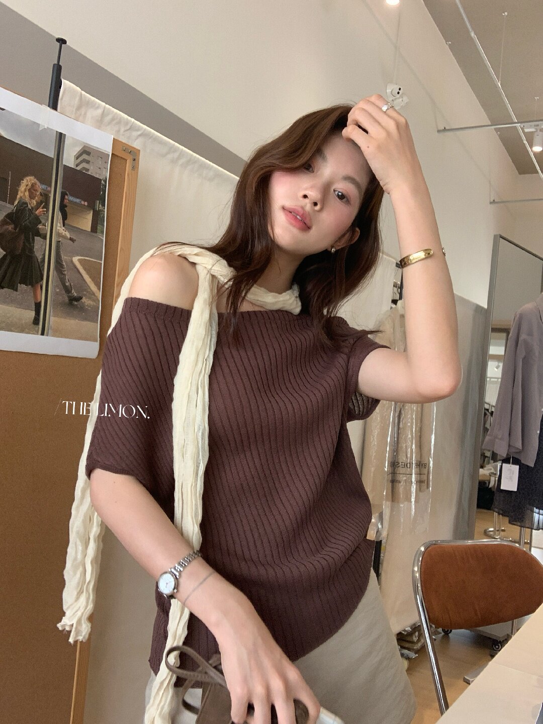 Áo thun nữ cổ tròn basic tay ngắn phong cách Hàn Quốc — Cà phê, màu đen, Bột củ sen, trắng ngà chi tiết 84
