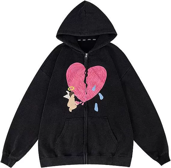 Demi-season Hoody, Retro Hip‑Hop Sweatshirt, Relaxed Fit, Sizes S–XXL