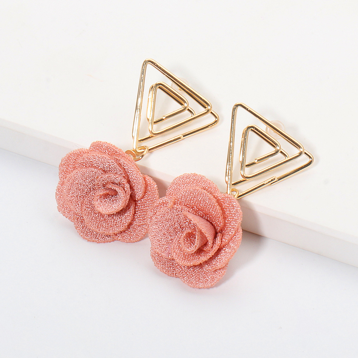 Korean Triangle Flower Earrings Wholesale display picture 6