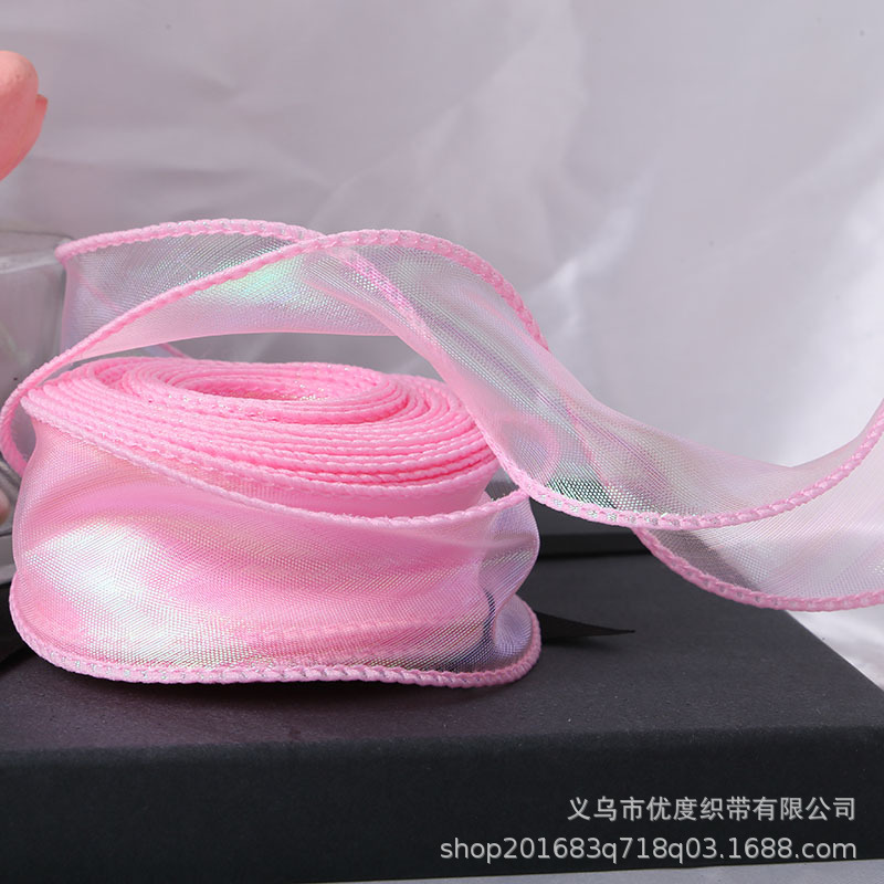 Hilado de cola de pez Symphony Cinta Decoración de pastel Ramo de copia lateral Boleto de flores Tombro de lazo Cinta de hilo ondulado