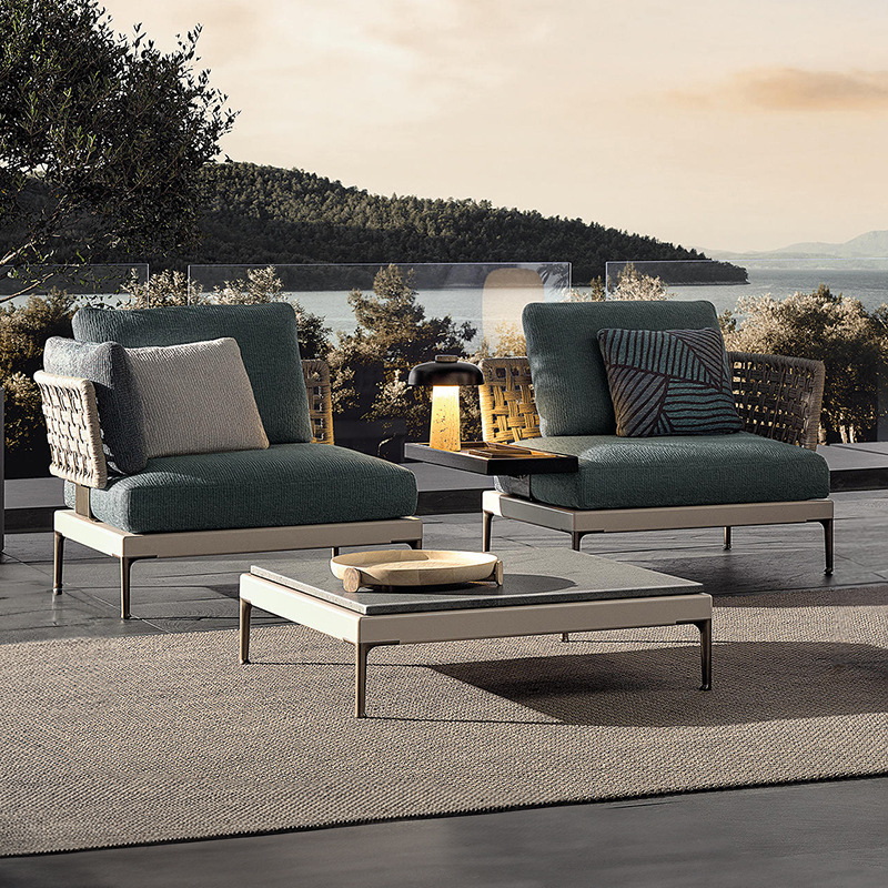 Conjunto de sofás de ratán para terraza, patio, jardín, solárium, silla de ratán para balcón, sofá de aleación de aluminio. image 37