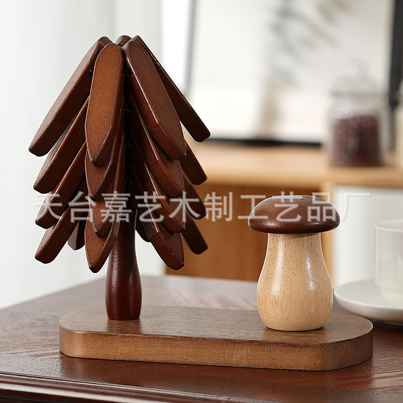 圣诞树实木隔热垫防烫可折叠耐高温杯垫一棵树砂锅垫家用牙签筒|undefined