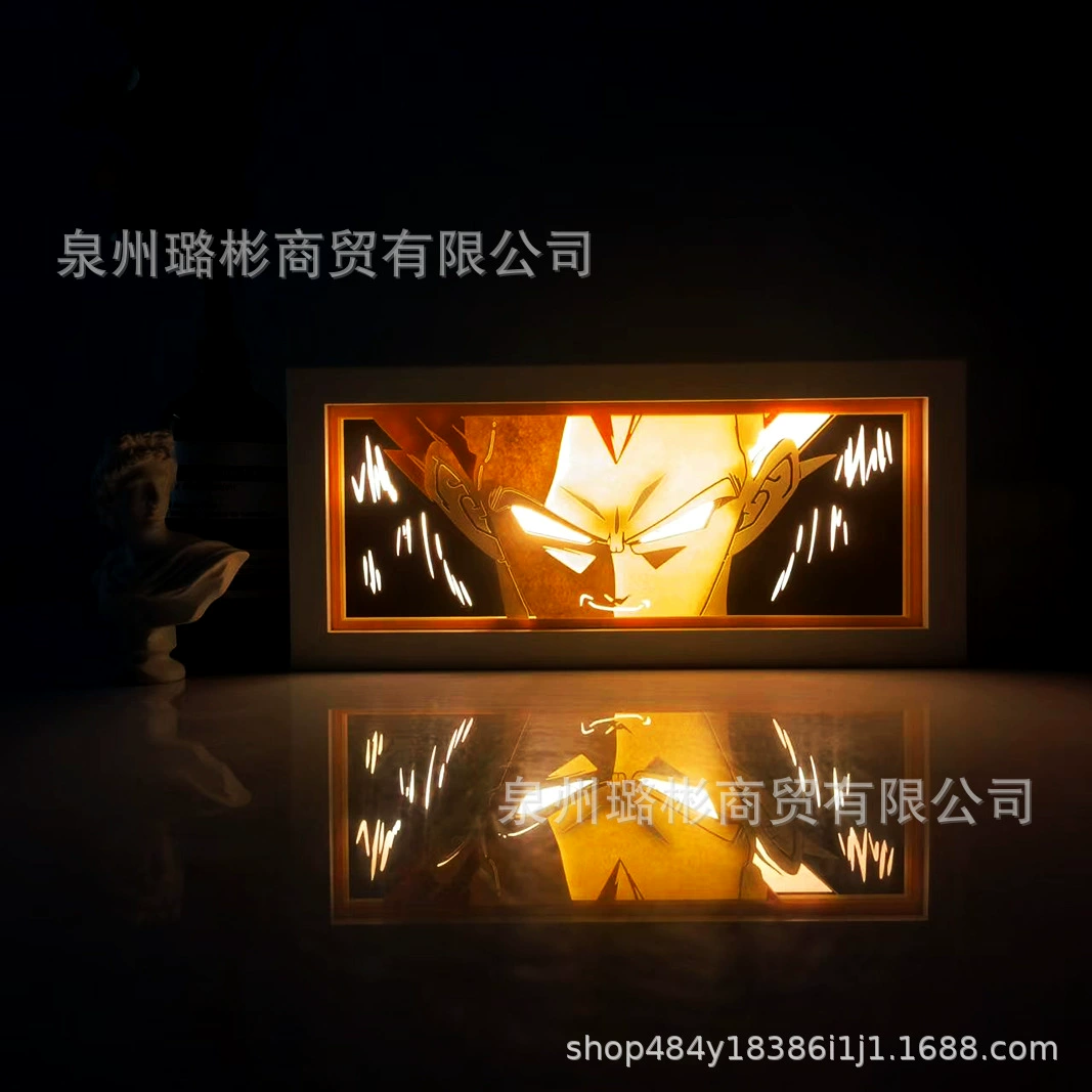 Бумажный резной светильник One Piece Luffy, деревянная рамка, настольный ночник, монохром/ RGB