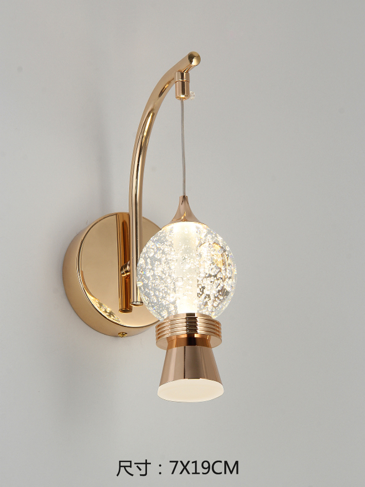 lámpara de cabecera lámpara de pared diseñador de cristal pasillo decoración lámpara de pared dormitorio diseño simple lámpara de cabecera lámpara de pared