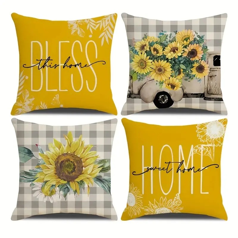 2024 estilo explosivo transfronterizo abeja festival flor linda funda de almohada Amazon lino impreso mesa de sala de estar bandera dormitorio image 3