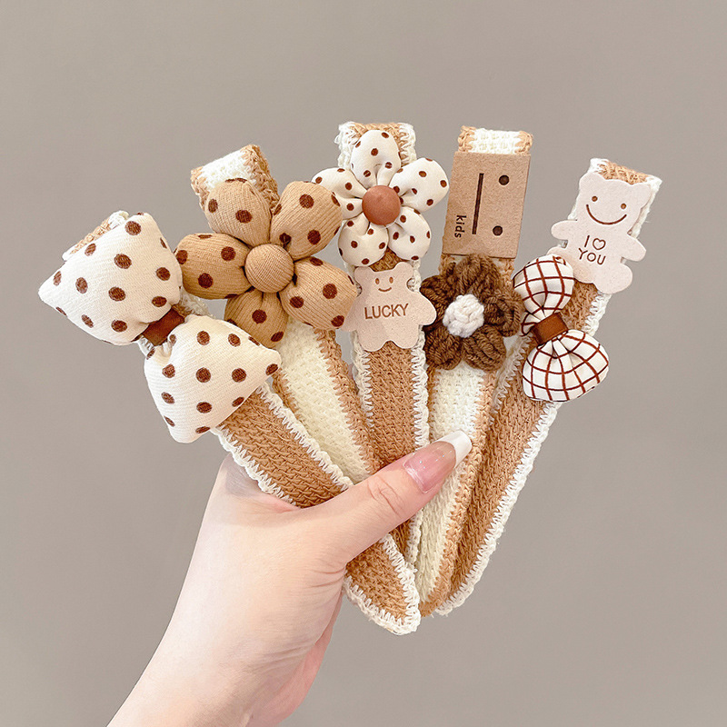 Lindo DE LOS NIÑOS hembra marrón roto post flequillos pegatinas 2023 nuevo bebé tocado diadema accesorios para el cabello Otoño e Invierno