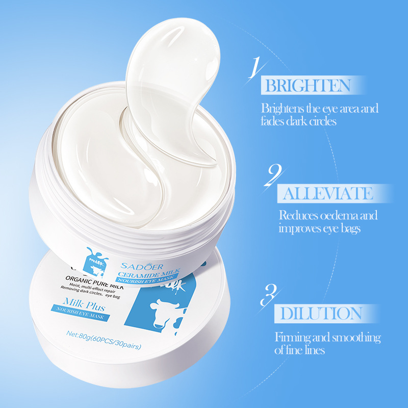Maschera per gli occhi SADOER al latte nutriente in inglese completo, delicata e idratante per gli occhi, migliora l'idratazione della secchezza, migliora_voghion.com