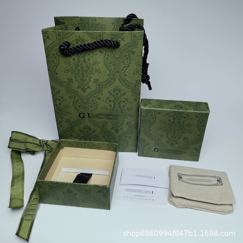 Original Gujia Gucci g Jewelry Green Full Set Half Cover Packaging Box Jewelry Bag High-End Packaging Gift Box