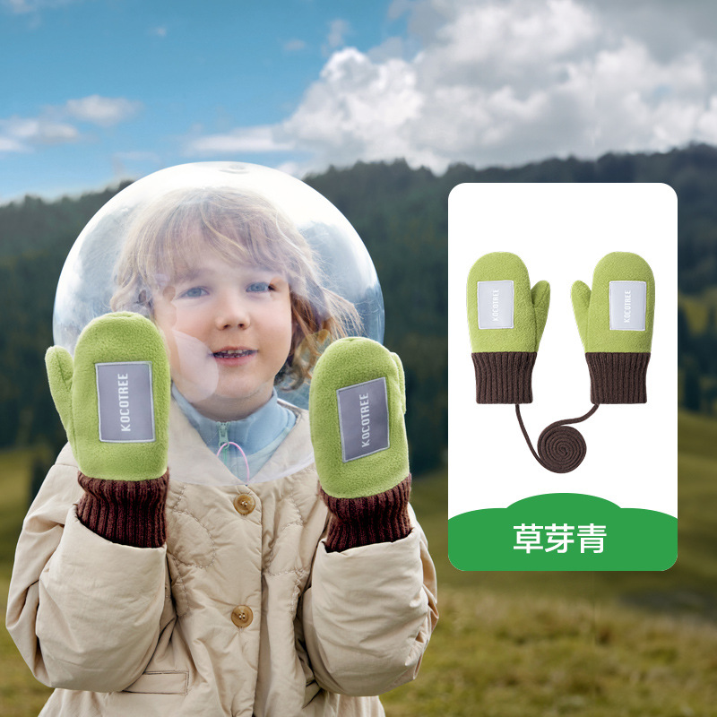 Guantes para niños de hilo KK árbol de invierno para bebés con dedos de otoño para niños y niñas estudiantes de primaria caliente de clase A antiestática