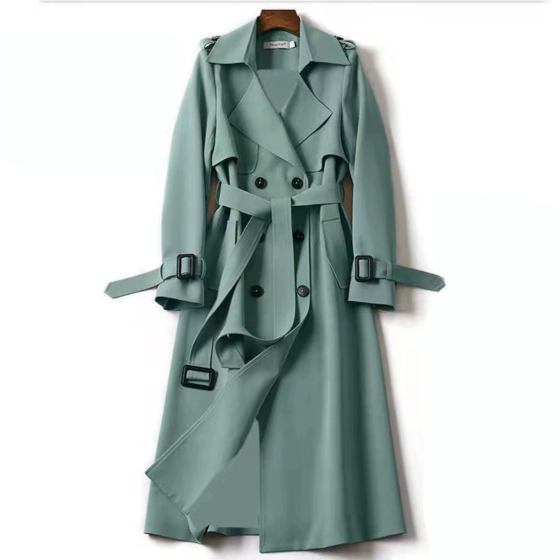 Черное длинное осеннее trench coat, середина длины, корейский стиль, для подростков, британский стиль