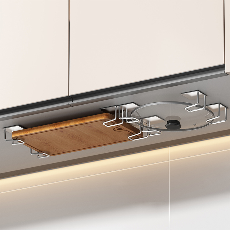 Estante de cocina sin agujeros de pared colgado en la pared marco de cubierta de panela de corte bajo gabinete marco de tablero de verduras marco de almacenamiento multifuncional