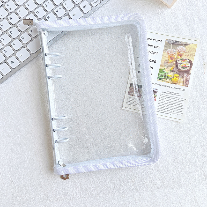 En stock linda bolsa de almacenamiento de celebridades de internet libro de hojas sueltas de seis agujeros ins estilo star-chasing a5a6 cremallera transparente libro de mano shell