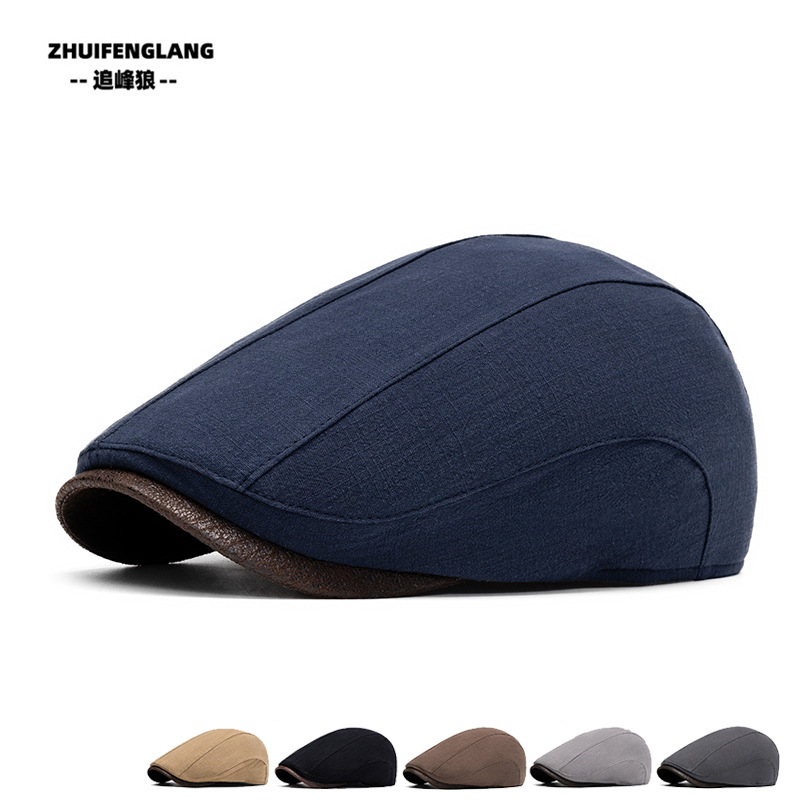 Spring and summer thin men's progressive cap cotton and linen cap women's beret British vintage newsboy cap painter cap tide Spring and summer thin men's progressive cap cotton and linen cap women's beret British vintage newsboy cap painter cap tide