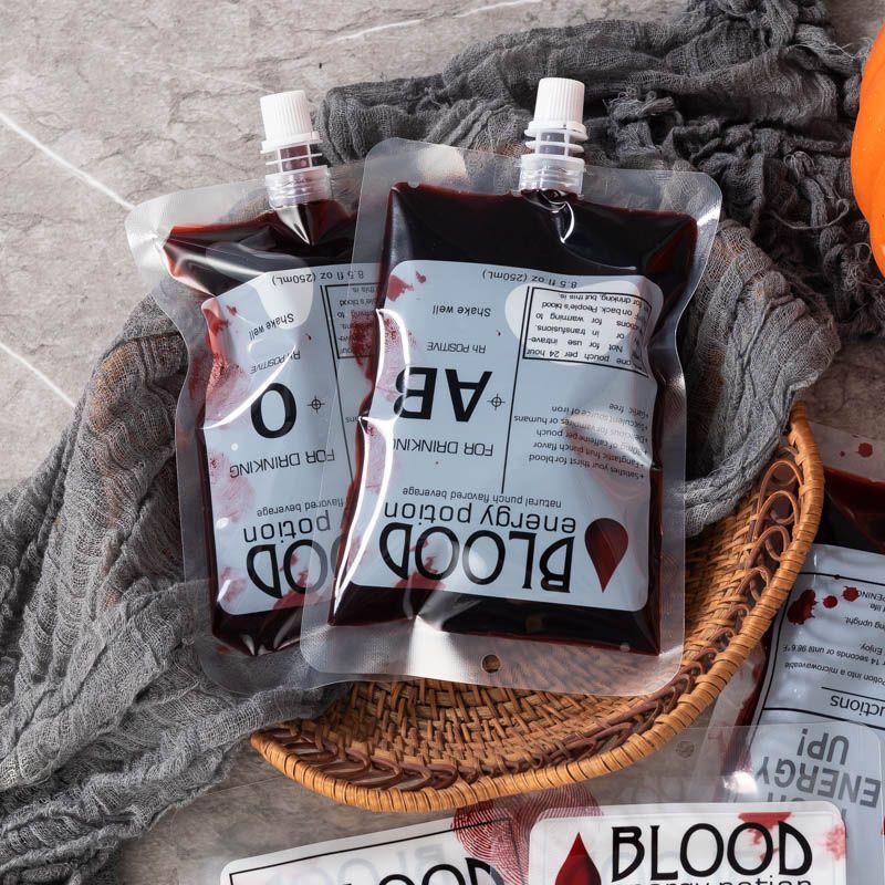 Trick Props Blood Bags Halloween Cosplay Vampire Blood Bags Can Hold Drinks, Juice, Milk Tea Bags Wholesale
