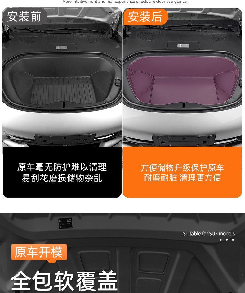 Suitable for the new generation Xiaomi SU7, front and rear trunk mat, storage box, full-cover storage box, protective trunk mat accessories