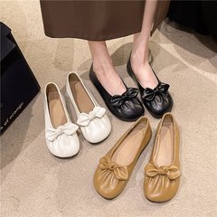 韩系蝴蝶结平底单鞋女2025夏季新款甜美风圆头女鞋时尚百搭浅口鞋