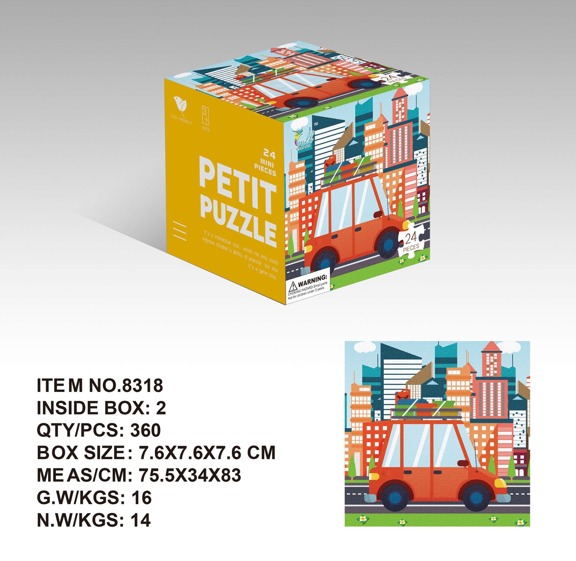 Mini 24 unidades rompecabezas de papel los niños educación temprana juguetes kindergarten regalo para 3 años embalaje inglés