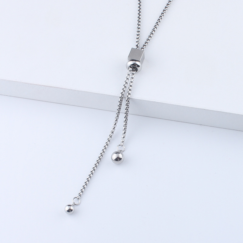 滑动可调节不锈钢项链长款女简约潮牌百搭设计感小众链子厂家批发