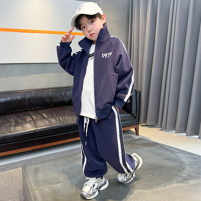 男童春装运动套装2025新款中大童儿童装春秋款休闲卫衣新年两件套