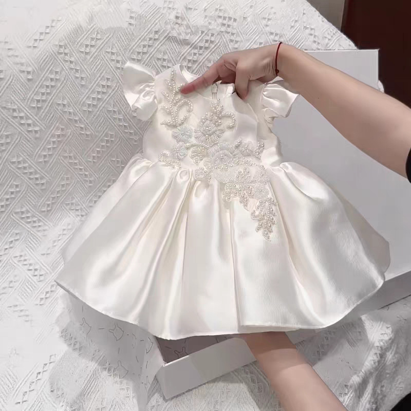 Girls' First Birthday Princess Dress Spring and Autumn New Children's Host Flower Girl Fashion Dress Autumn Style