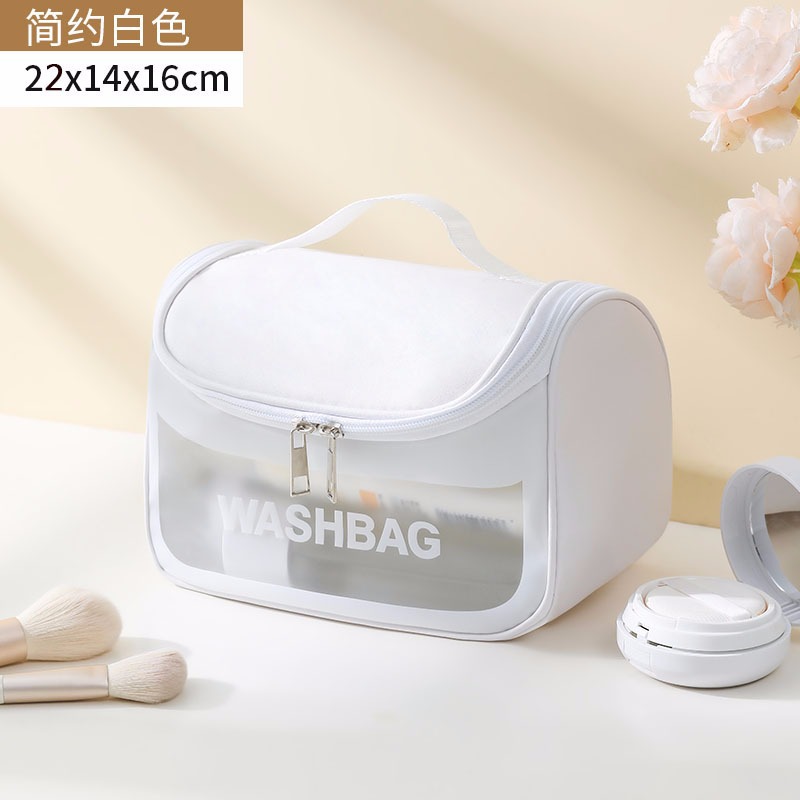 Bolsa de cosméticos transparente transfronteriza bolsa de almacenamiento impermeable de alta capacidad bolsa de lavado de maquillaje portátil PU