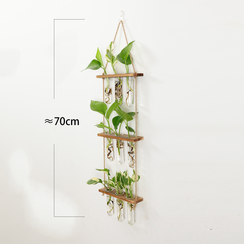 革新的な壁掛け水培植物試験管掛け壁花瓶木製吊り花棚壁面花卉ガラス容器装飾|undefined