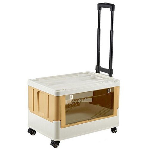 Outdoor Camping Car-Mounted Foldable Storage Box, Large-Size Transparent Plastic, Side-Opening Design with Handle and Wheels