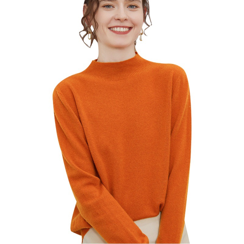 Nuevo suéter de lana de primera línea, listo para usar, para mujer, de punto medio alto, color sólido, capa base de lana.
