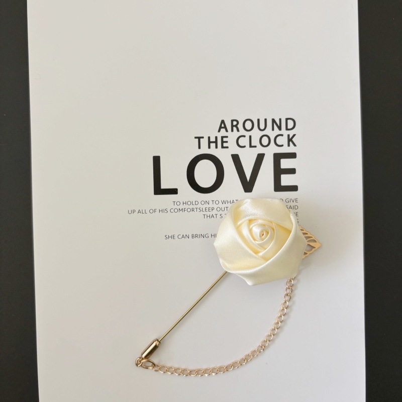 Traje de joyería de estilo coreano para hombres y mujeres cadena de flores rosa ramillete de hoja ramillete broche camisa collar pin collar flor accesorios