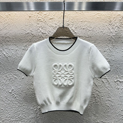 25夏季新款经典百搭不过时立体钢印logo短款针织短袖