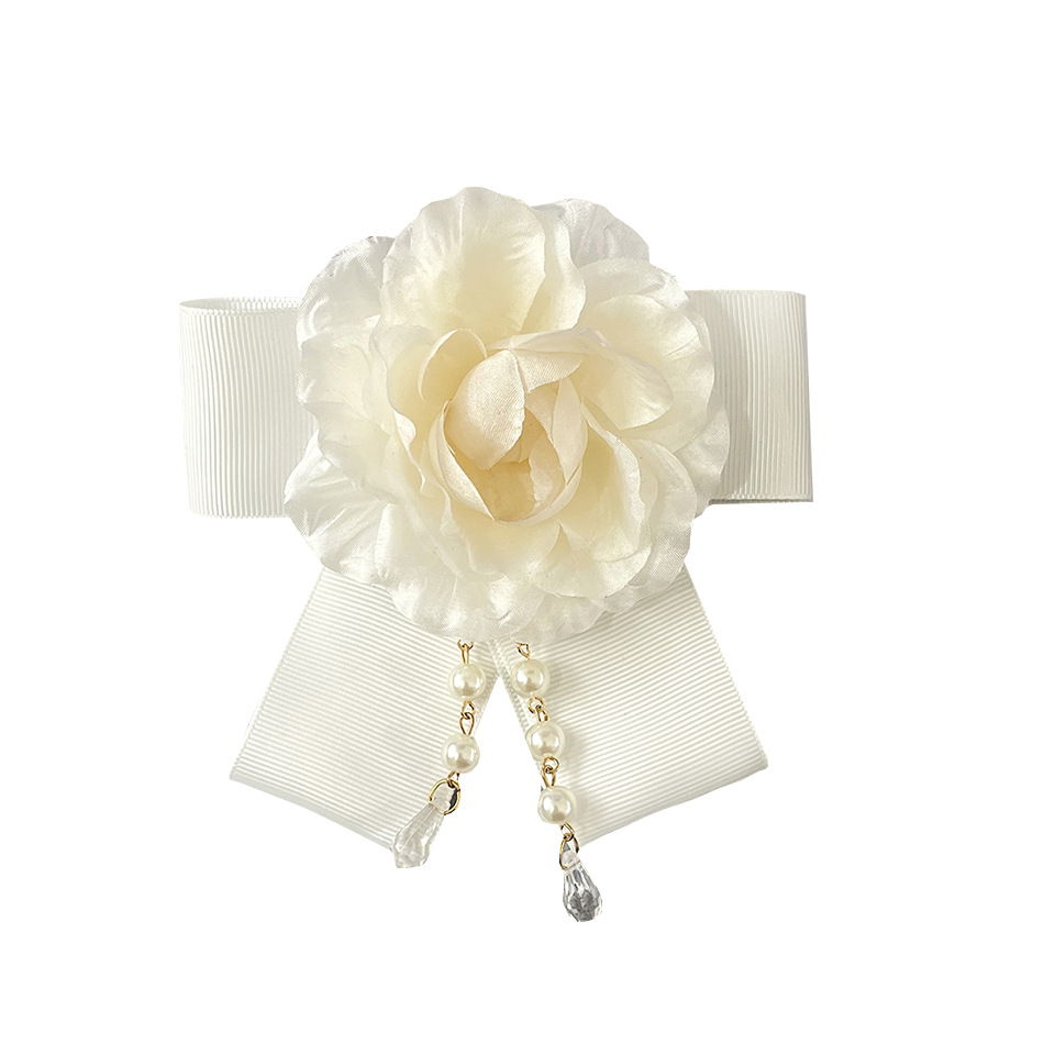 Elegante Kamelien Brosche Mit Perlenquaste Und Großer Schleife_voghion.com