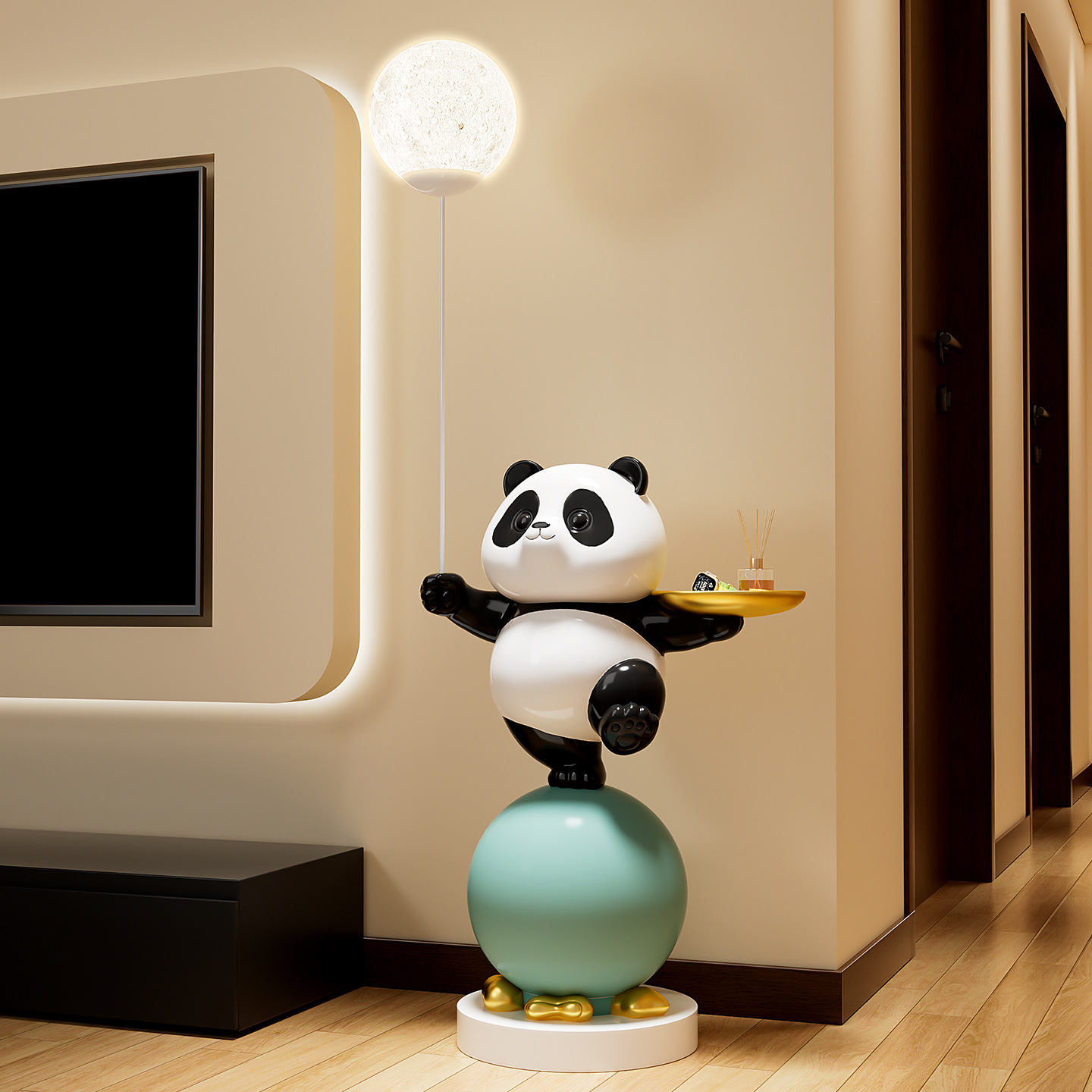 Panda Large Floor-Standing Ornaments Living Room Kidsren's Room Decorative Lamp Tv Cabinet Next to the Sofa Doll Housewarming Gift
