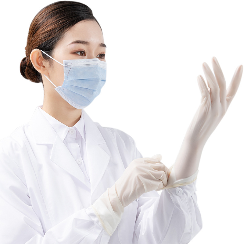 9寸一次性乳胶手套无粉橡胶手套防水防酸碱鑫耐特劳保民用手套