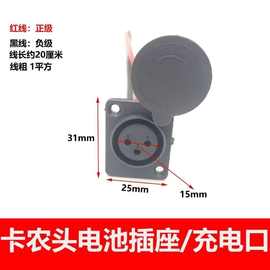 锂电电动车充电口充电孔 带线锂电卡侬充电口带线充电口 电动车配