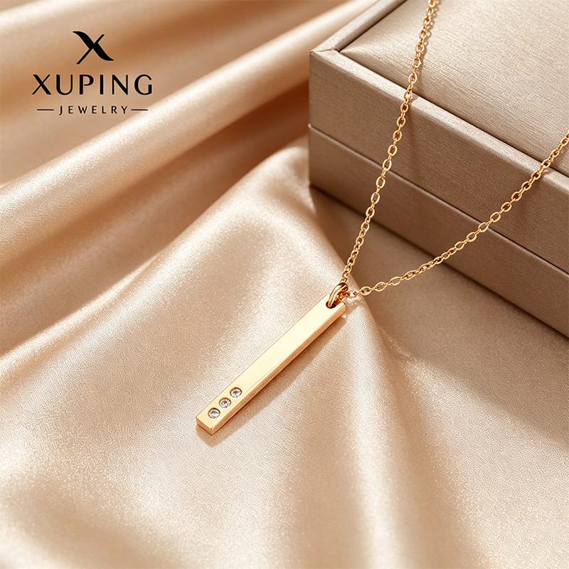 Xuping simple estilo retro suéter de geometría cuadrada cadena de aleación de cobre chapado 18k Europa y América joyas transfronterizas al por mayor mujeres