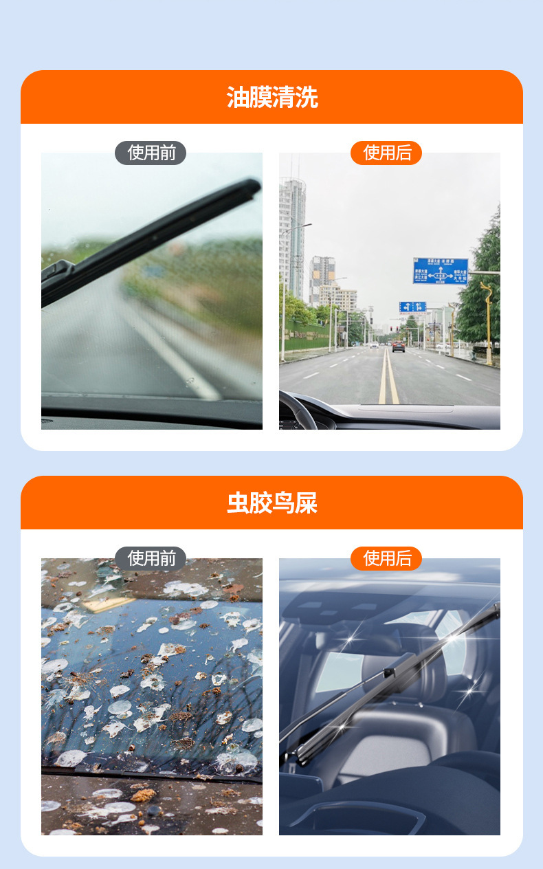 Car glass water to oil film four seasons universal summer car wiper wiper decontamination concentrated ethanol glass water
