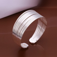欧美饰品多线手镯厂家现货批发镀银开口镯子外贸首饰时尚潮流手环