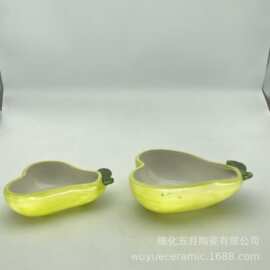 创意手绘陶瓷卡通雪梨餐具套装耐高温儿童批发网红ins风酱油碟