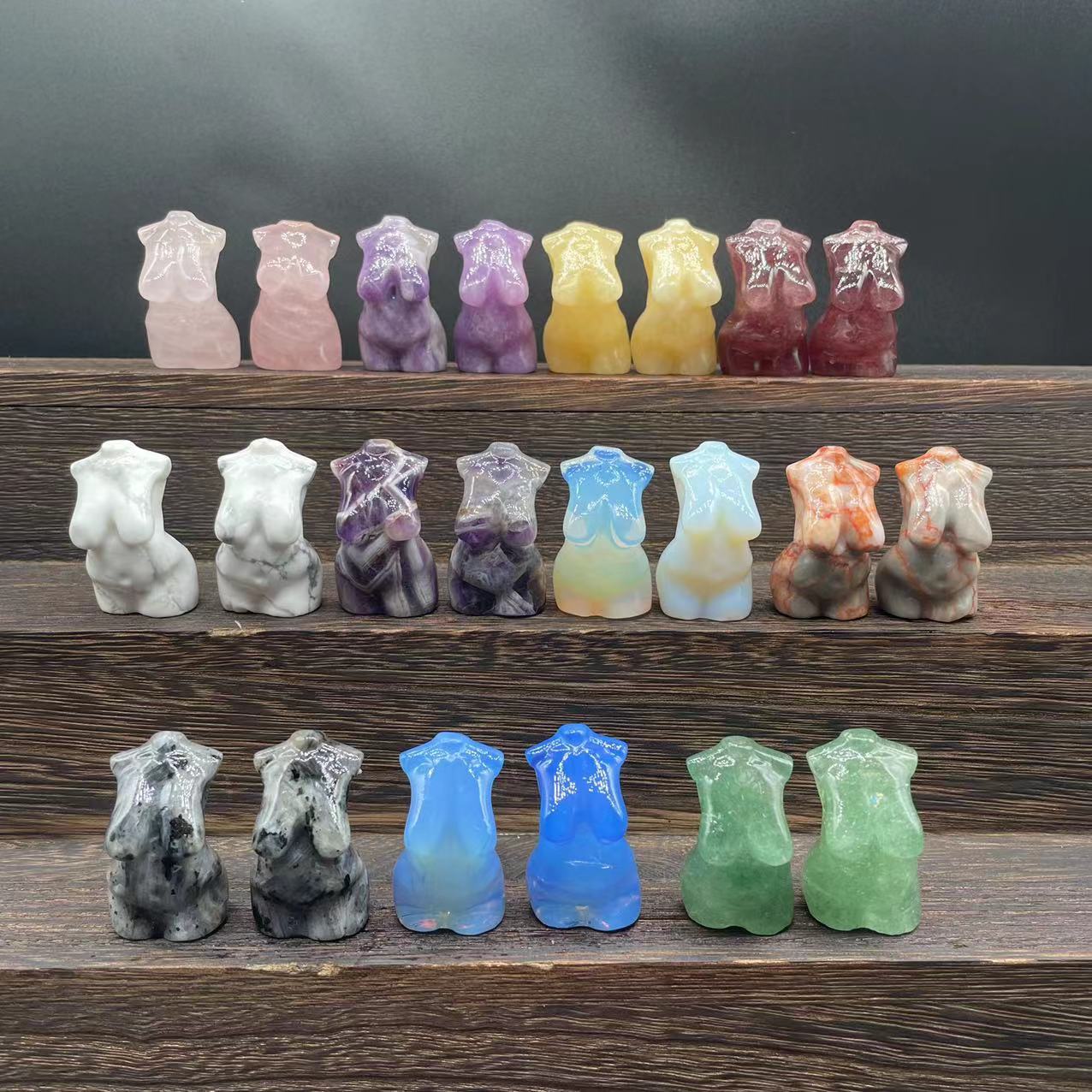 1.5-inch natural semi-precious stone pregnant plus-size model, rose quartz, white quartz, strawberry quartz, amethyst 4cm plus-size model