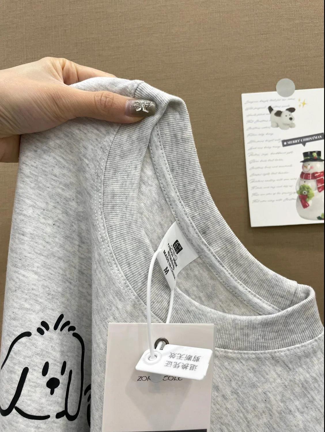 100% 純綿半袖tシャツ女性2024新個性かわいいプリントoversizeゆるい怠惰な学院風