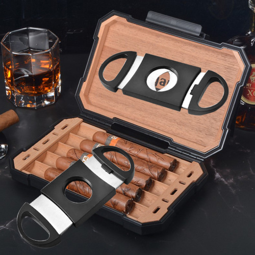 Dual-Edged Cigar Cutter lighter set Sharp Cigar Scissors Cigar Knife Pliers Hole Punch Tool
