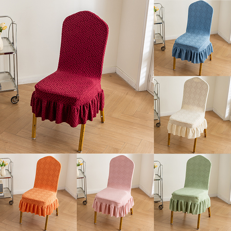 Elastic Large Arc-Shaped Chair Cover, Dining Chair Cover, Dust-Proof Protective Cover, Skirted Snowflake Pattern Dining Chair Cover, Fresh Style