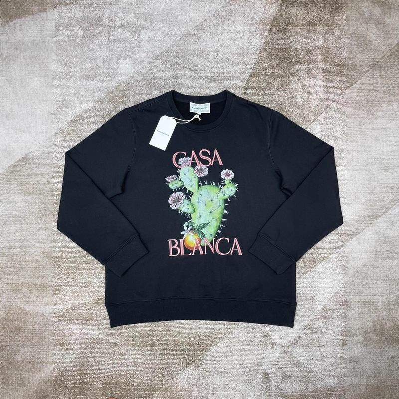 Casablanca Casablanca Printed Embroidered Casual Crewneck Sweatshirt Independent Platform Cross-Border E-Commerce Foreign Trade Long-Sleeve